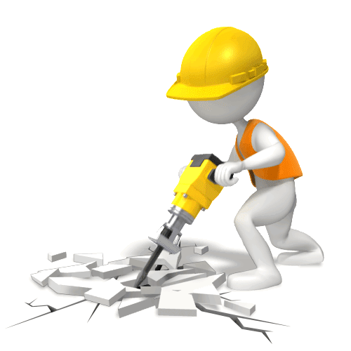 Animated construction worker using a jackhammer
